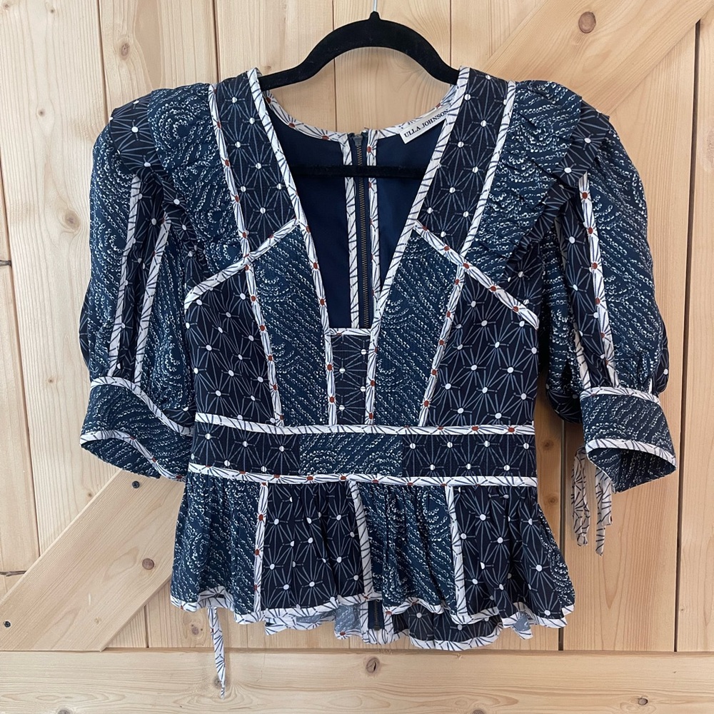 Ulla Johnson Nori Square Neck Puff Sleeve Top